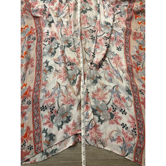 Boho Floral Midi Open Front Lightweight Kimono Duster One Size Casual Layering - Picture 12 of 14